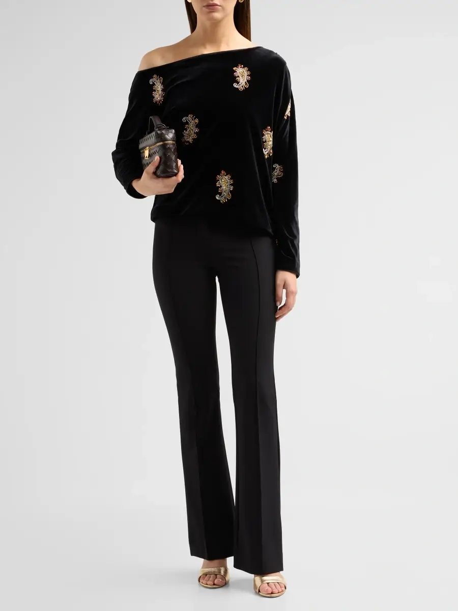 Elie Tahari Women's The Vani One-Shoulder Velvet Blouse | Thumbnail 2 Elie Tahari Women's The Vani One-Shoulder Velvet Blouse | Thumbnail 2