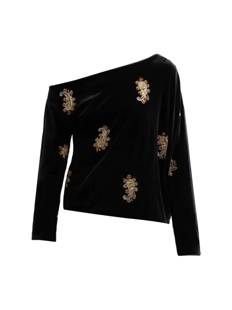 Women's The Vani One-Shoulder Velvet Blouse