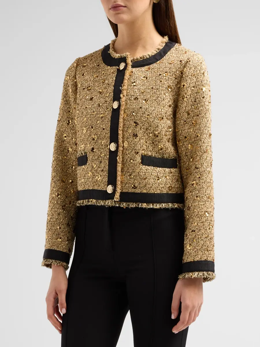 Elie Tahari Women's The Hadley Sequin Tweed Lady Jacket | Thumbnail 4 Elie Tahari Women's The Hadley Sequin Tweed Lady Jacket | Thumbnail 4