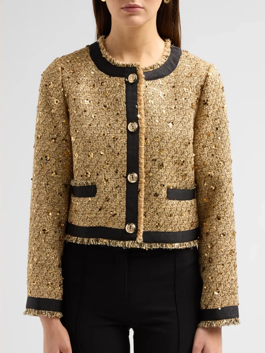 Elie Tahari Women's The Hadley Sequin Tweed Lady Jacket | Thumbnail 5 Elie Tahari Women's The Hadley Sequin Tweed Lady Jacket | Thumbnail 5