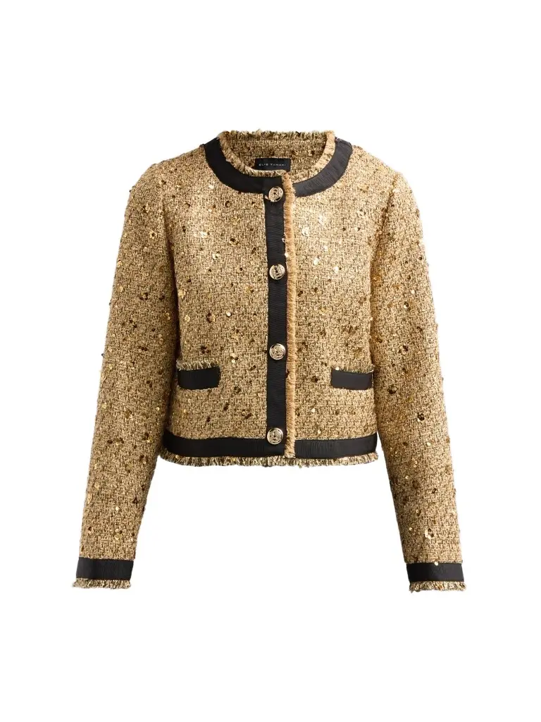 Elie Tahari Women's The Hadley Sequin Tweed Lady Jacket