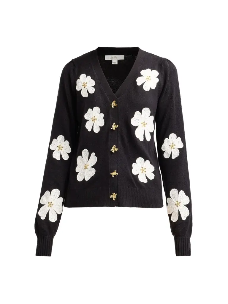 Lilly Pulitzer Women's Millard Big Lilly Flower Embroidery Cardigan