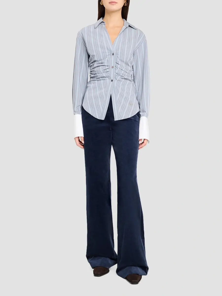 Veronica Beard Women's Devra Striped Ruched Shirt | Thumbnail 2 Veronica Beard Women's Devra Striped Ruched Shirt | Thumbnail 2