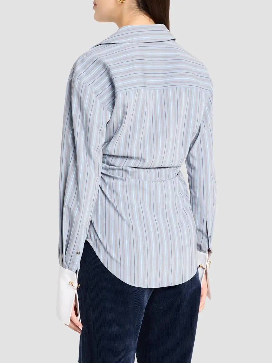 Veronica Beard Women's Devra Striped Ruched Shirt | Thumbnail 3 Veronica Beard Women's Devra Striped Ruched Shirt | Thumbnail 3