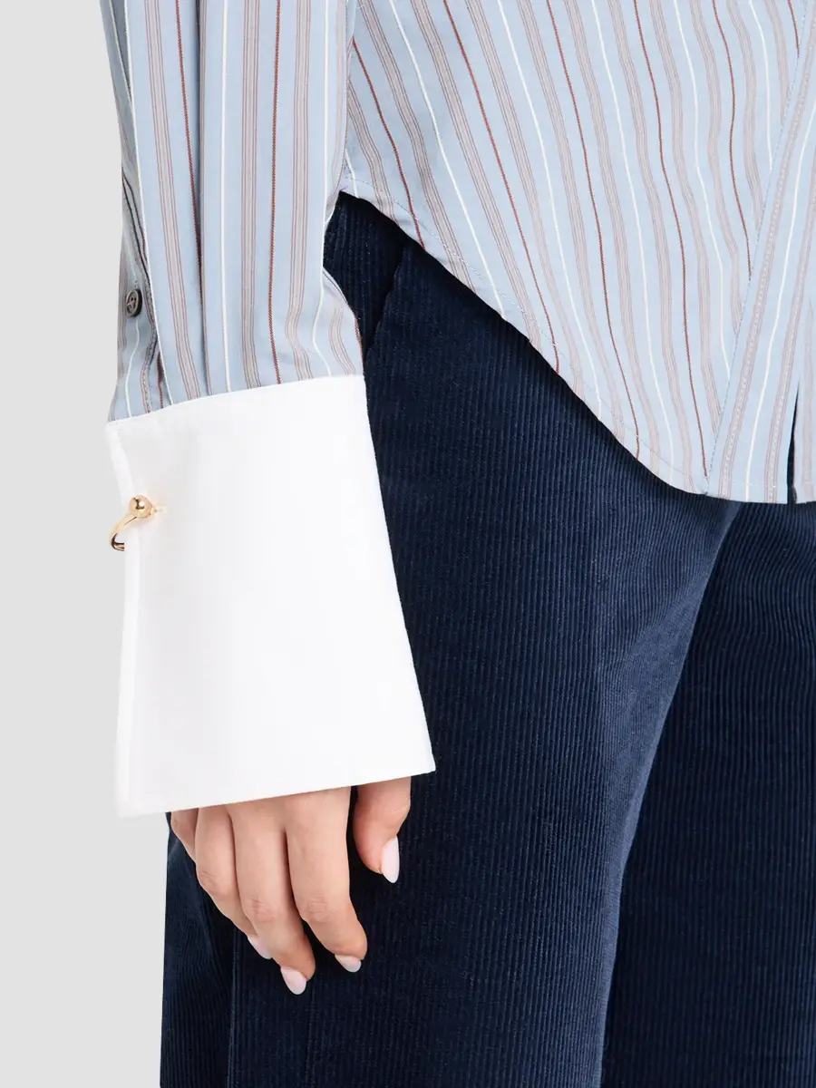 Veronica Beard Women's Devra Striped Ruched Shirt | Thumbnail 5 Veronica Beard Women's Devra Striped Ruched Shirt | Thumbnail 5