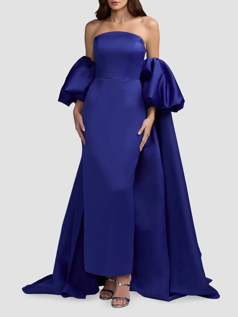 Mac Duggal Women's Satin Strapless Cape Gown | Thumbnail 2 Mac Duggal Women's Satin Strapless Cape Gown | Thumbnail 2