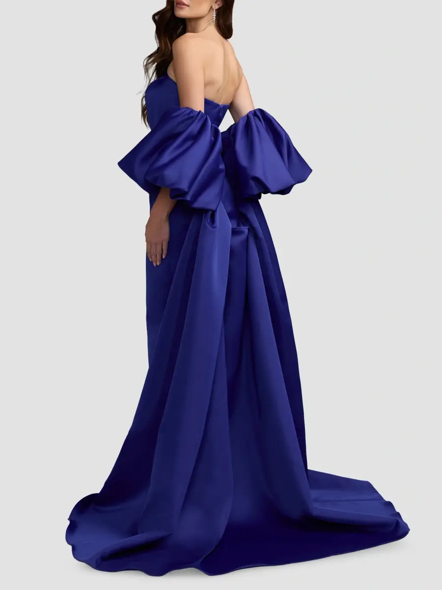 Mac Duggal Women's Satin Strapless Cape Gown | Thumbnail 3 Mac Duggal Women's Satin Strapless Cape Gown | Thumbnail 3
