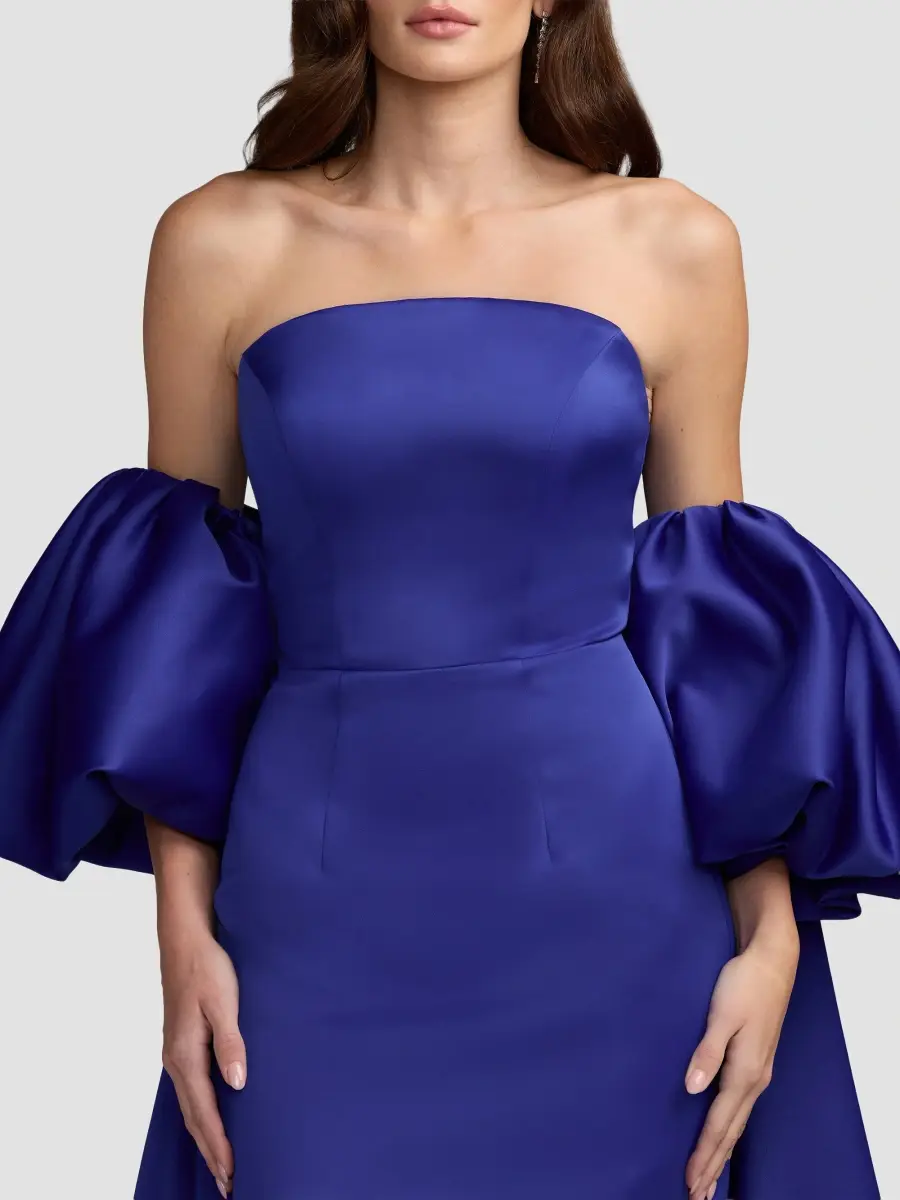 Mac Duggal Women's Satin Strapless Cape Gown | Thumbnail 4 Mac Duggal Women's Satin Strapless Cape Gown | Thumbnail 4