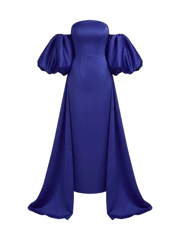 Mac Duggal Women's Satin Strapless Cape Gown