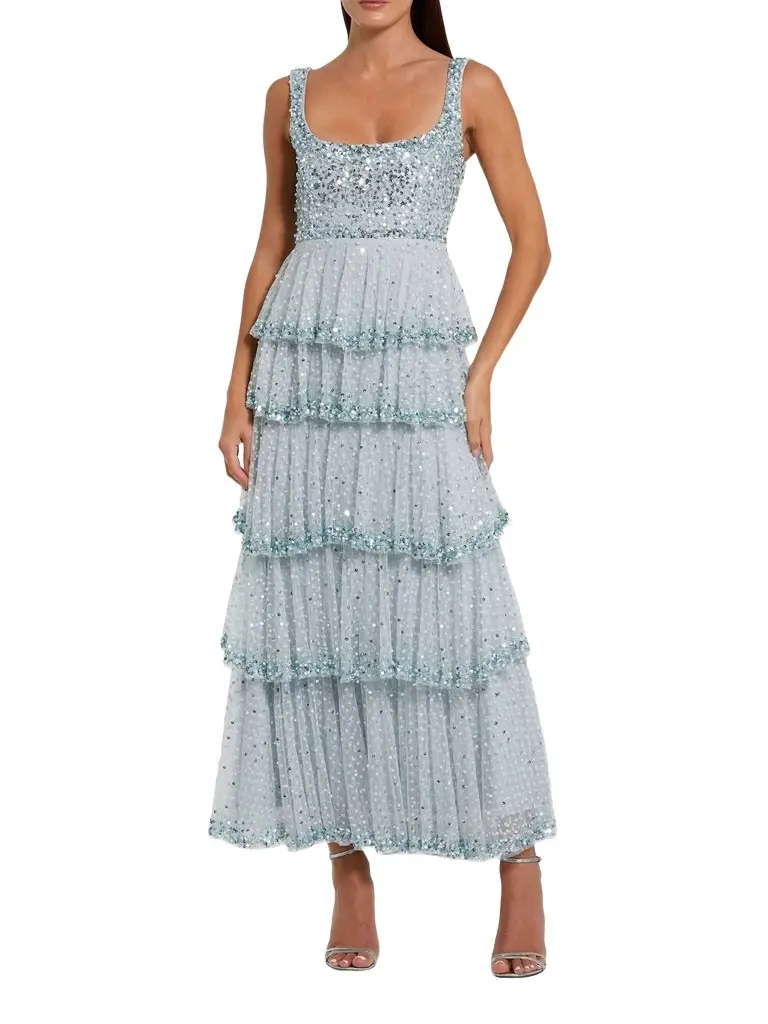 Mac Duggal Women's Evening Sequined Tiered Gown