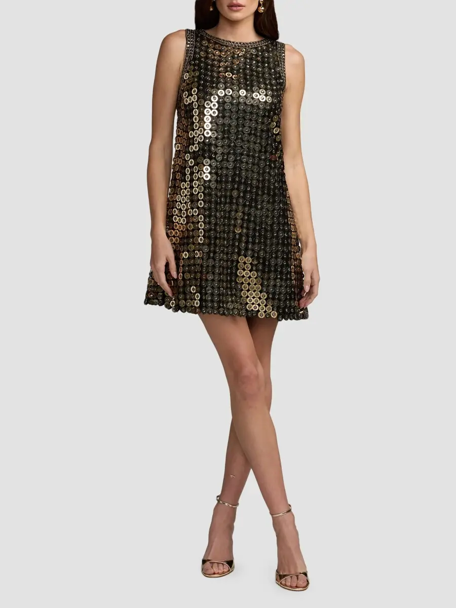 Mac Duggal Women's Beaded Georgette Sleeveless A-Line Mini Dress | Thumbnail 2 Mac Duggal Women's Beaded Georgette Sleeveless A-Line Mini Dress | Thumbnail 2