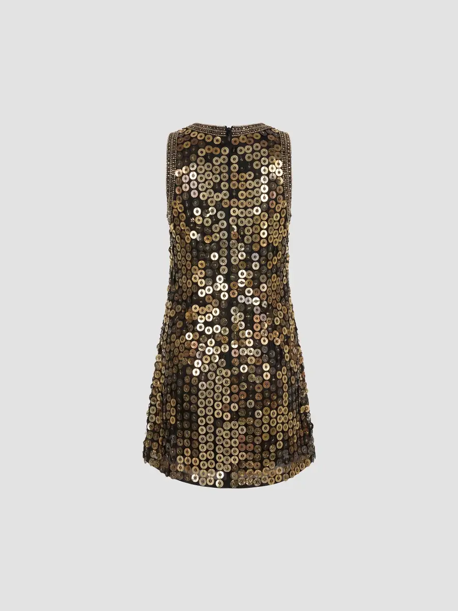 Mac Duggal Women's Beaded Georgette Sleeveless A-Line Mini Dress | Thumbnail 6 Mac Duggal Women's Beaded Georgette Sleeveless A-Line Mini Dress | Thumbnail 6