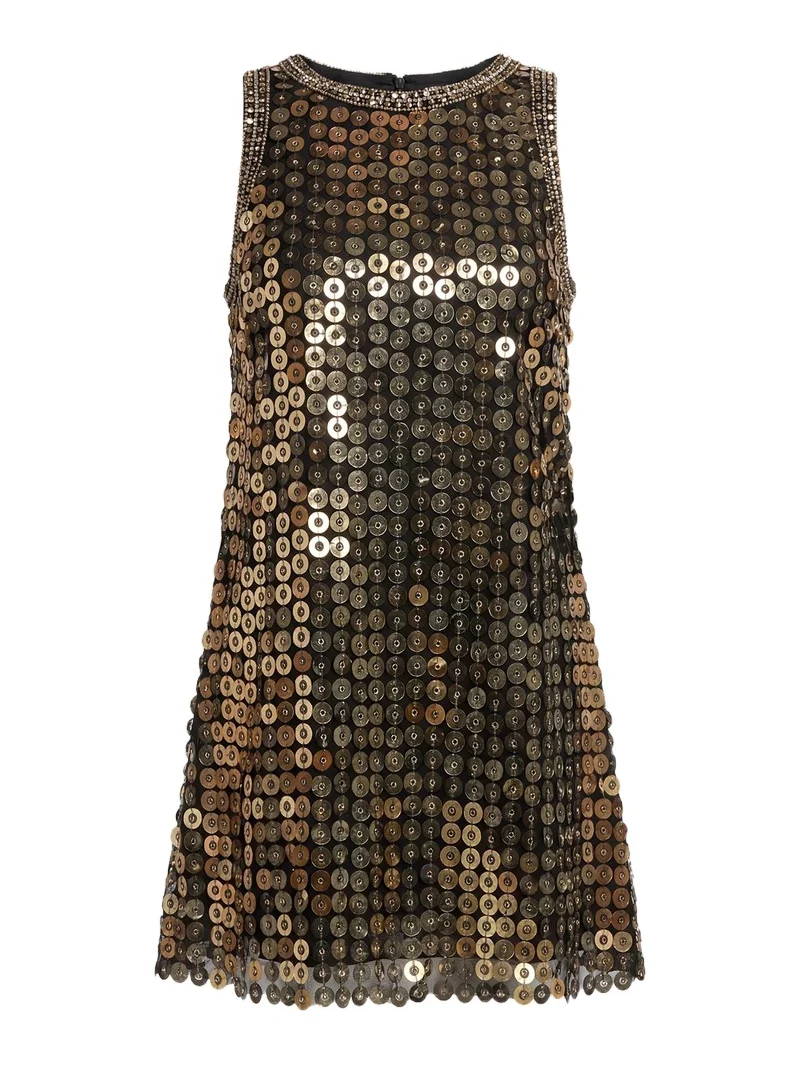 Women's Beaded Georgette Sleeveless A-Line Mini Dress Women's Beaded Georgette Sleeveless A-Line Mini Dress