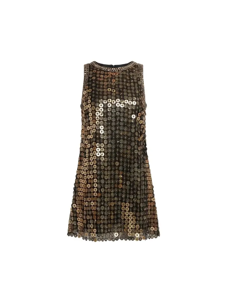 Mac Duggal Women's Beaded Georgette Sleeveless A-Line Mini Dress