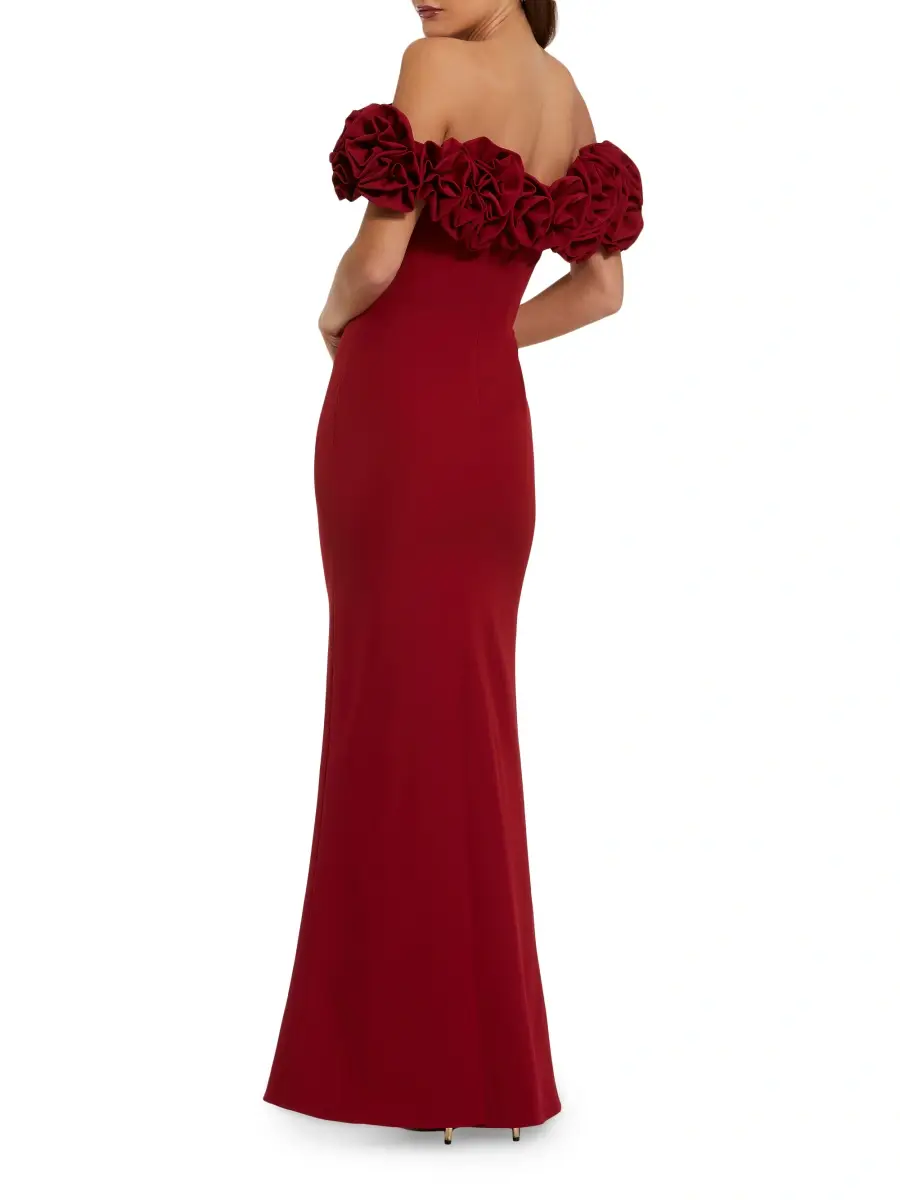Mac Duggal Women's Off-the-Shoulder Crepe Column Gown | Thumbnail 2 Mac Duggal Women's Off-the-Shoulder Crepe Column Gown | Thumbnail 2