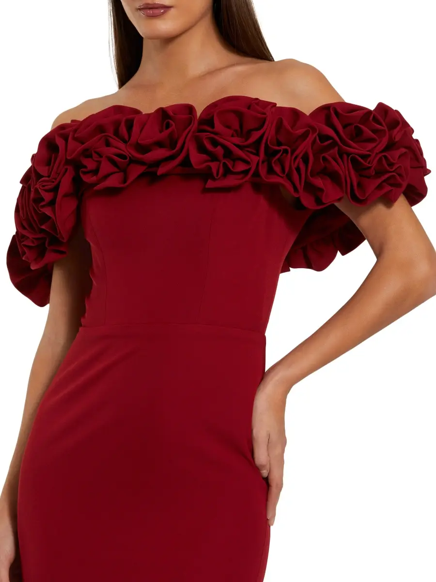 Mac Duggal Women's Off-the-Shoulder Crepe Column Gown | Thumbnail 3 Mac Duggal Women's Off-the-Shoulder Crepe Column Gown | Thumbnail 3