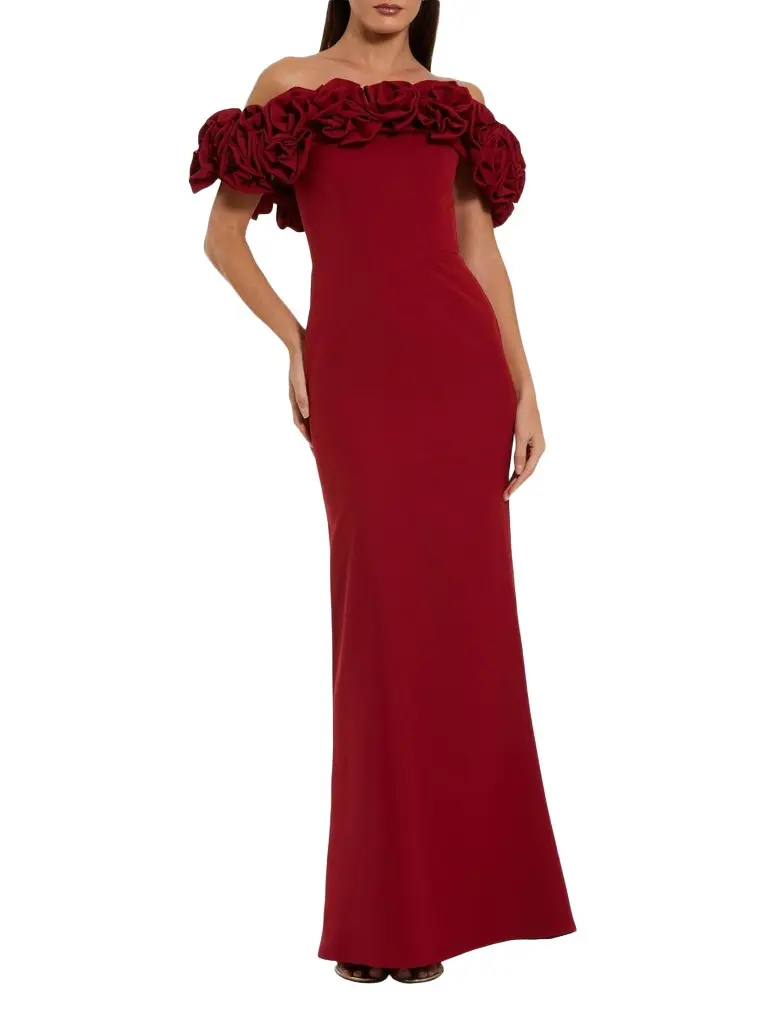 Mac Duggal Women's Off-the-Shoulder Crepe Column Gown