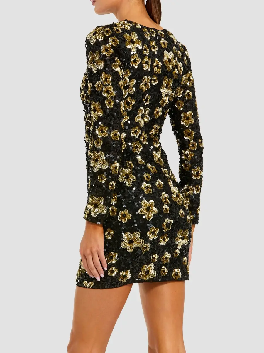 Mac Duggal Women's Floral Sequined Sheath Mini Dress | Thumbnail 3 Mac Duggal Women's Floral Sequined Sheath Mini Dress | Thumbnail 3