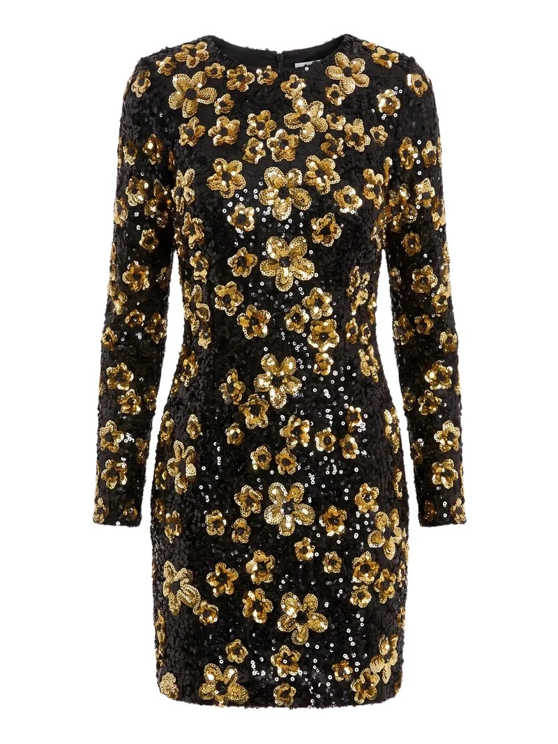 Women's Floral Sequined Sheath Mini Dress Women's Floral Sequined Sheath Mini Dress