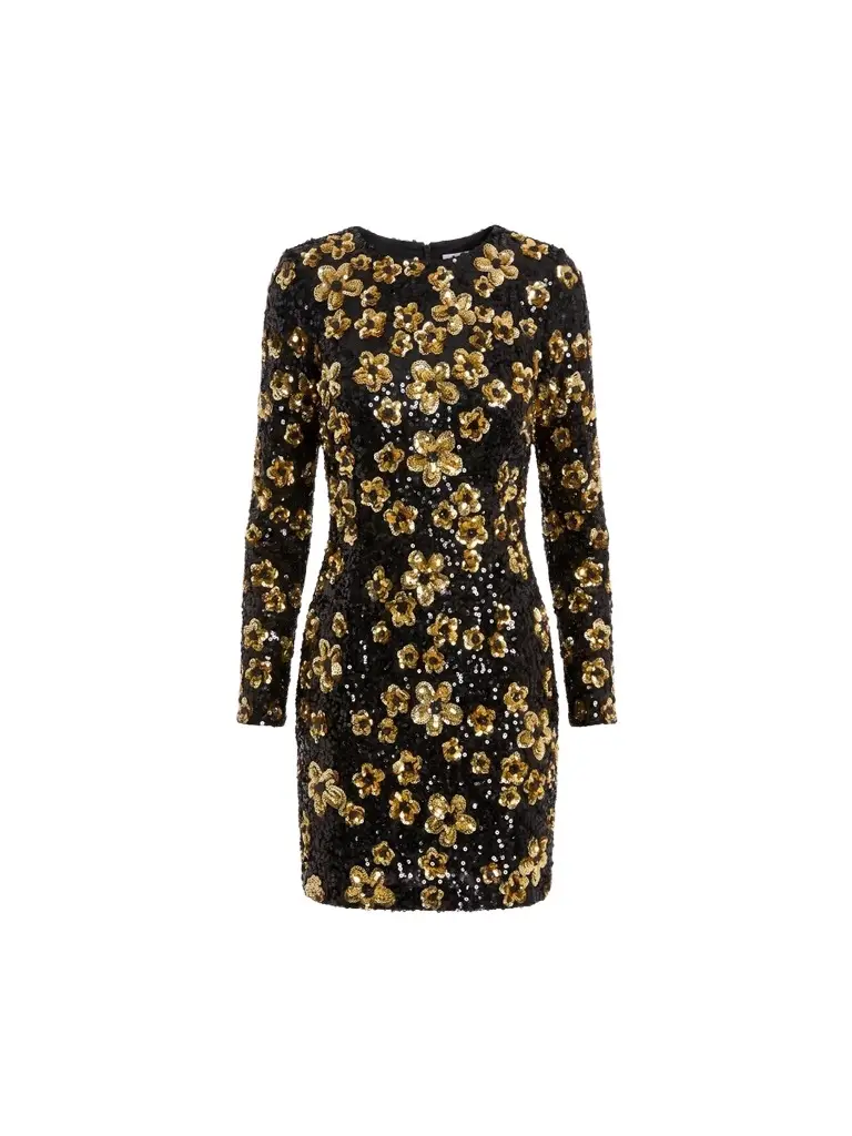 Mac Duggal Women's Floral Sequined Sheath Mini Dress