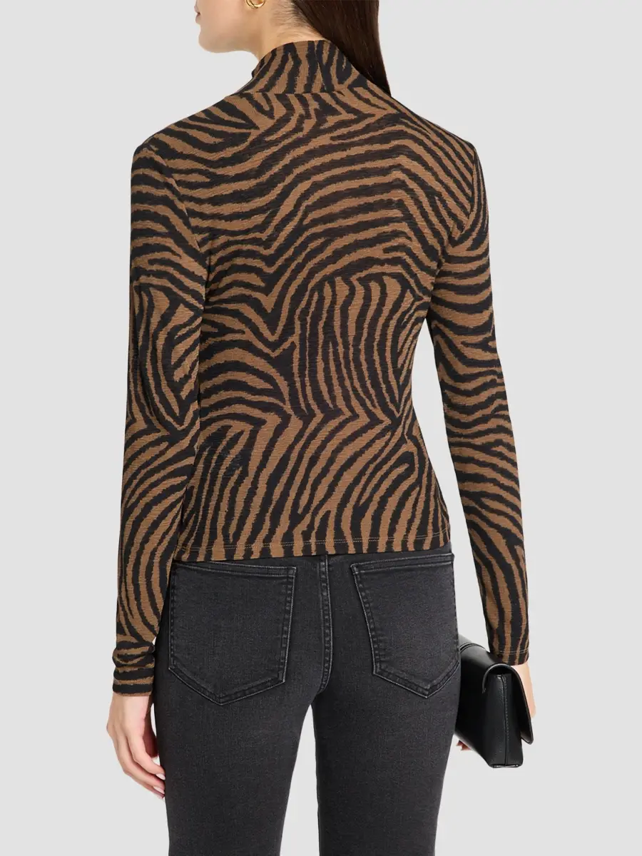Veronica Beard Women's Wyeth Zebra-Print Turtleneck Top | Thumbnail 3 Veronica Beard Women's Wyeth Zebra-Print Turtleneck Top | Thumbnail 3