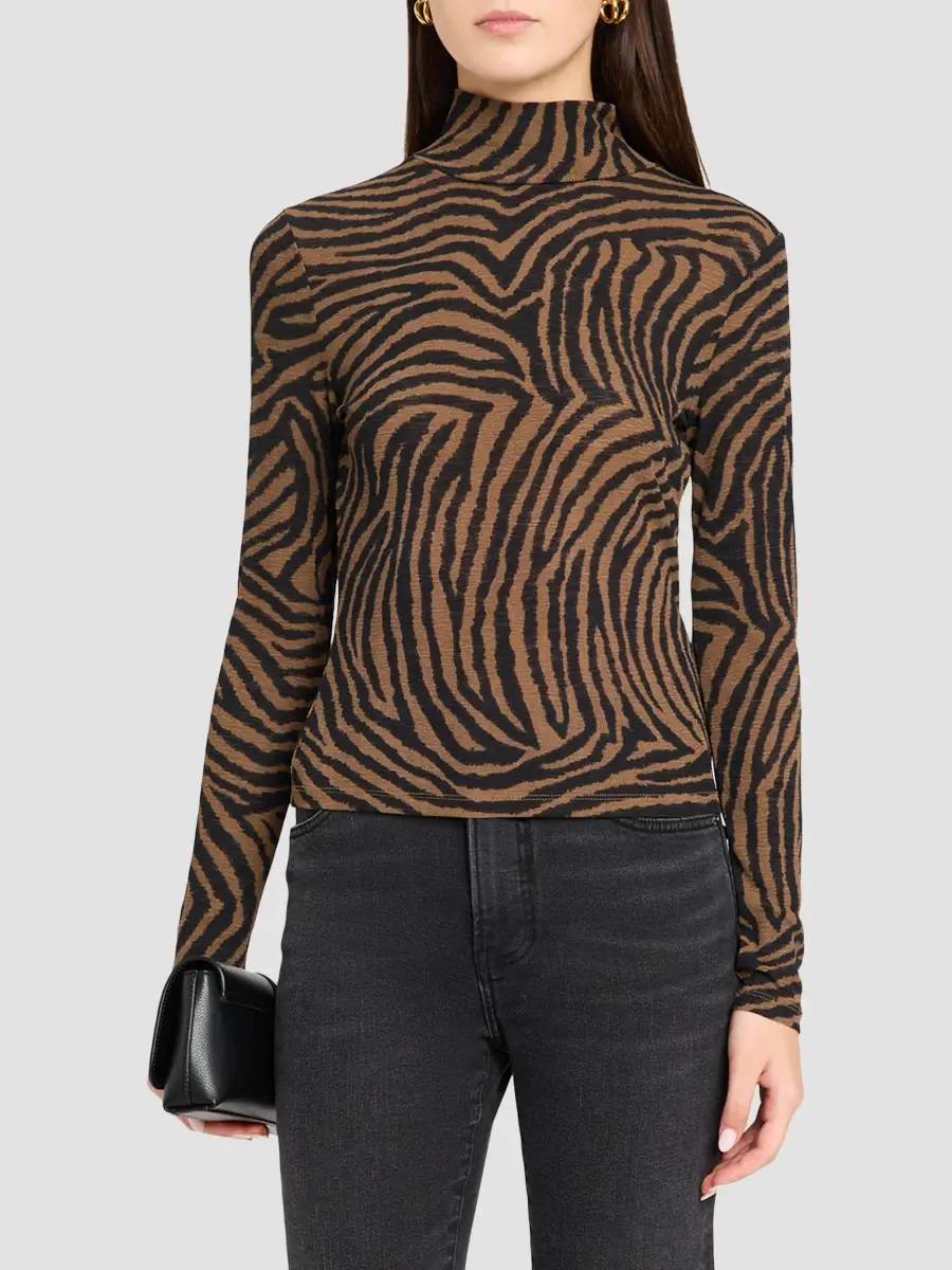 Veronica Beard Women's Wyeth Zebra-Print Turtleneck Top | Thumbnail 4 Veronica Beard Women's Wyeth Zebra-Print Turtleneck Top | Thumbnail 4