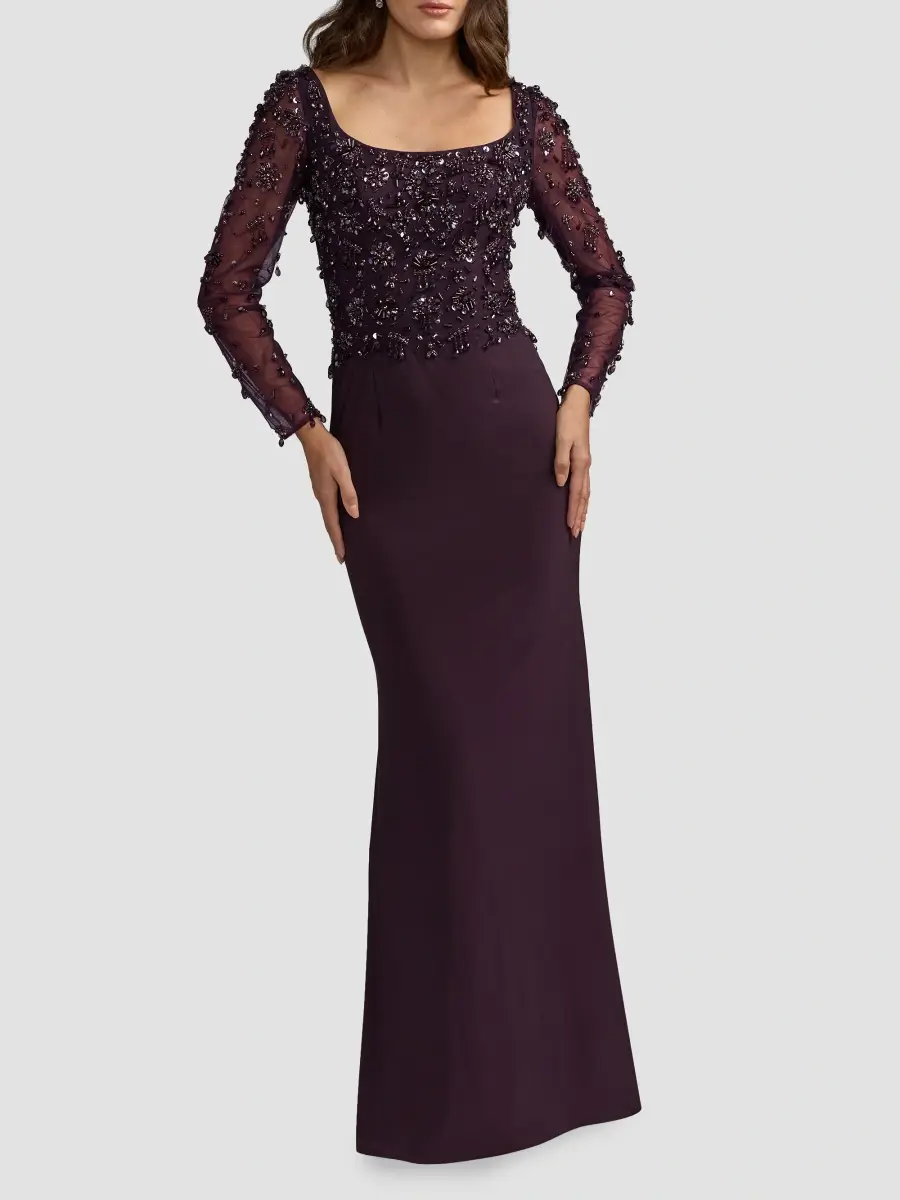 Mac Duggal Women's Beaded Jersey Column Gown | Thumbnail 2 Mac Duggal Women's Beaded Jersey Column Gown | Thumbnail 2