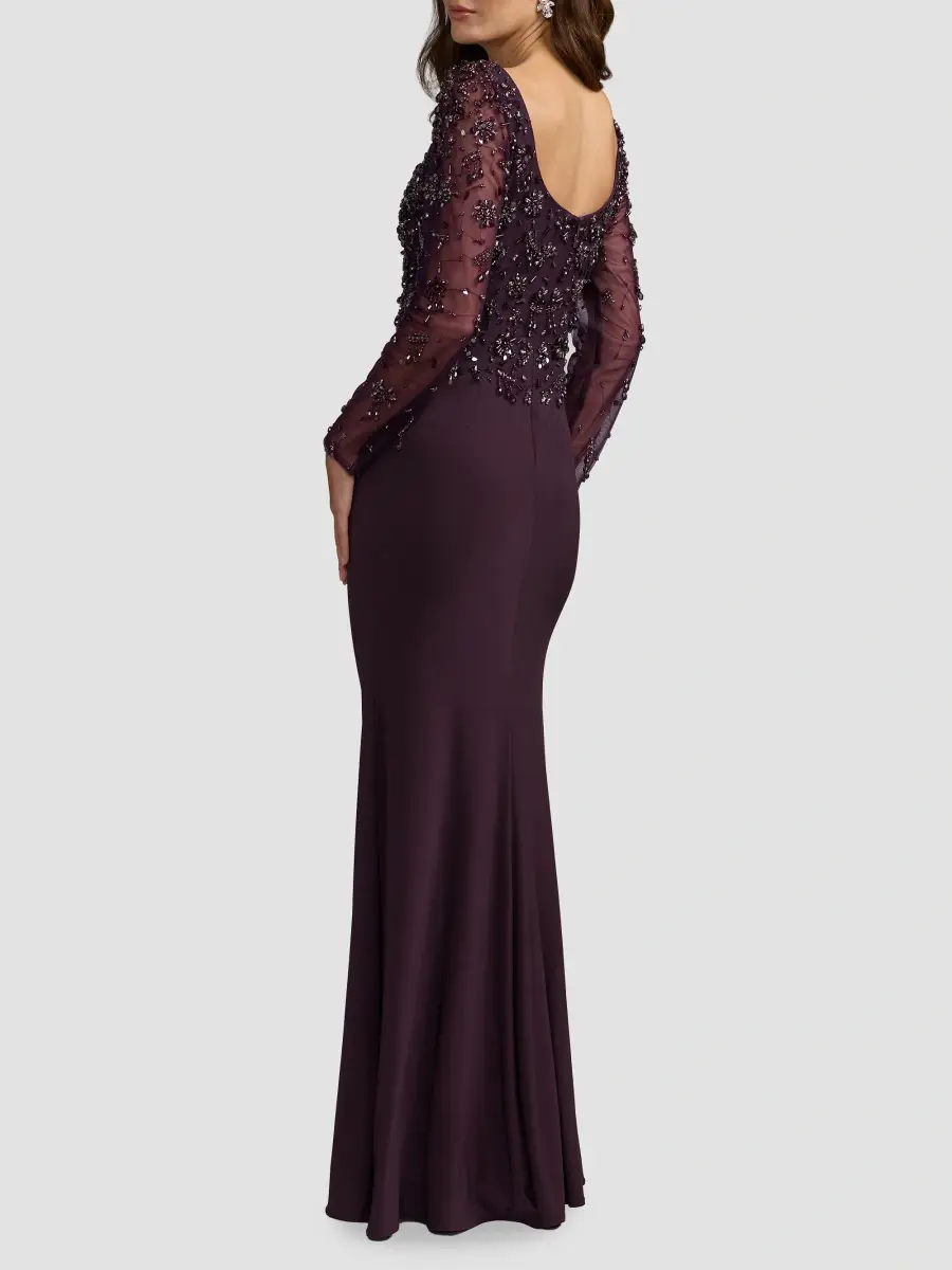 Mac Duggal Women's Beaded Jersey Column Gown | Thumbnail 3 Mac Duggal Women's Beaded Jersey Column Gown | Thumbnail 3