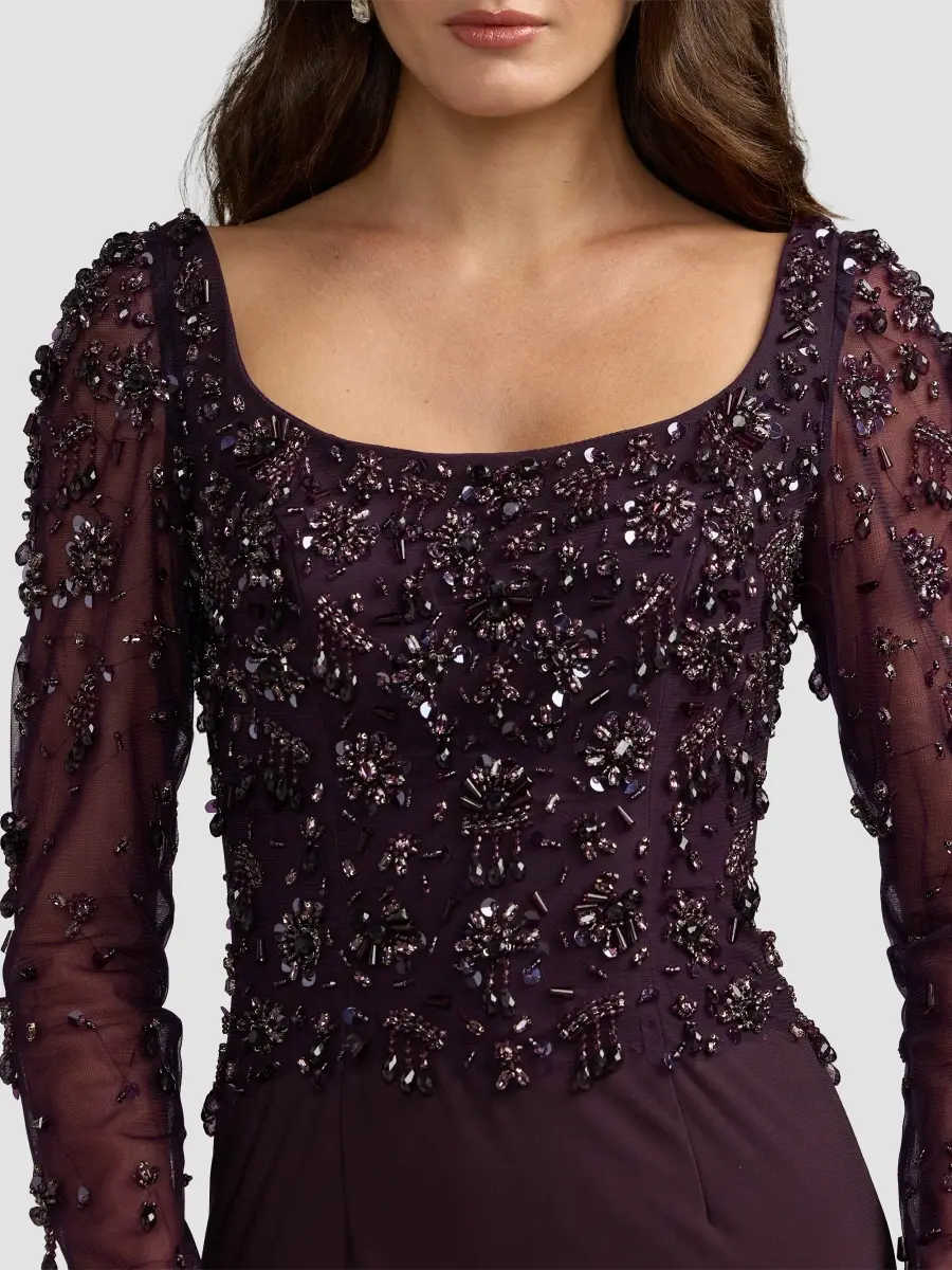 Mac Duggal Women's Beaded Jersey Column Gown | Thumbnail 4 Mac Duggal Women's Beaded Jersey Column Gown | Thumbnail 4