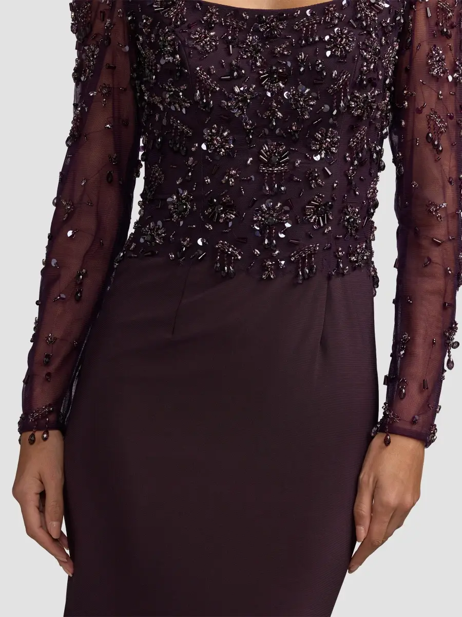Mac Duggal Women's Beaded Jersey Column Gown | Thumbnail 5 Mac Duggal Women's Beaded Jersey Column Gown | Thumbnail 5
