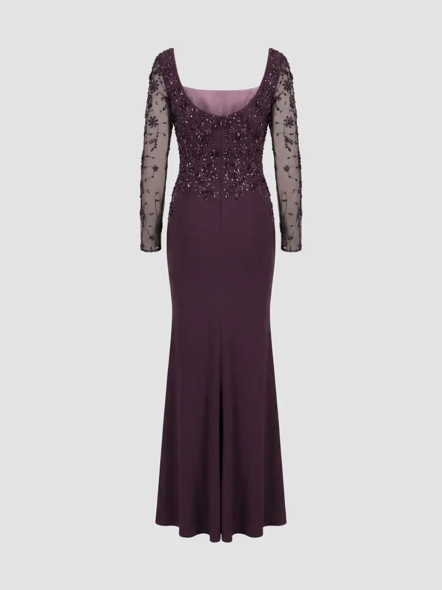 Mac Duggal Women's Beaded Jersey Column Gown | Thumbnail 6 Mac Duggal Women's Beaded Jersey Column Gown | Thumbnail 6