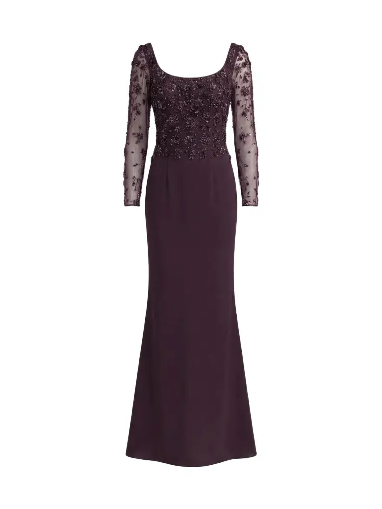 Mac Duggal Women's Beaded Jersey Column Gown