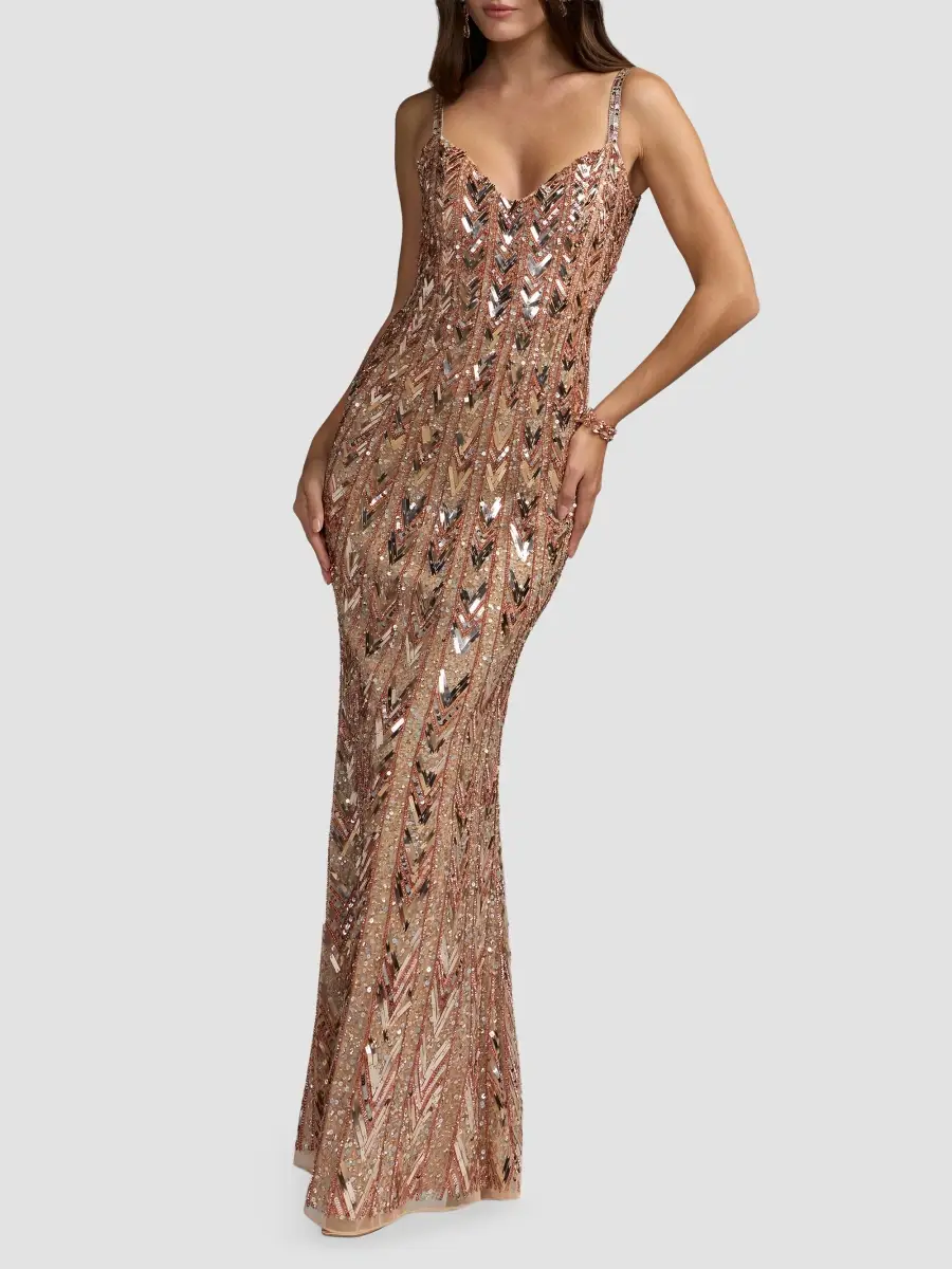 Mac Duggal Women's Embellished Mesh Column Gown | Thumbnail 2 Mac Duggal Women's Embellished Mesh Column Gown | Thumbnail 2