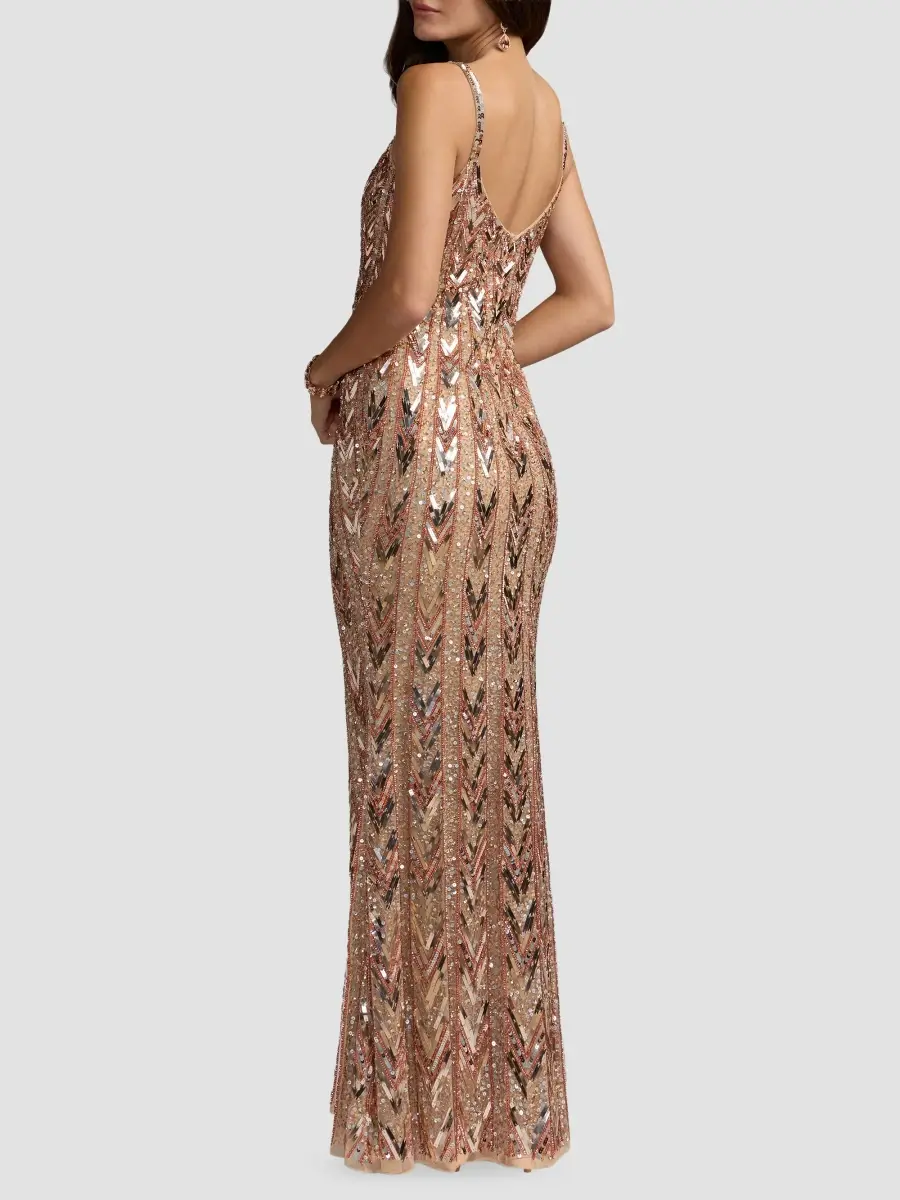 Mac Duggal Women's Embellished Mesh Column Gown | Thumbnail 3 Mac Duggal Women's Embellished Mesh Column Gown | Thumbnail 3