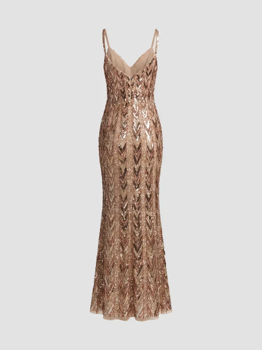Mac Duggal Women's Embellished Mesh Column Gown | Thumbnail 5 Mac Duggal Women's Embellished Mesh Column Gown | Thumbnail 5