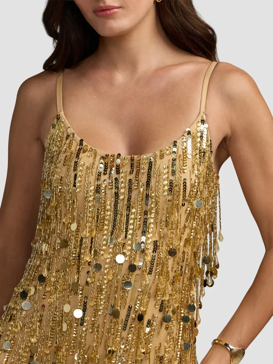 Mac Duggal Women's Sequin Beaded Tassel Column Gown | Thumbnail 4