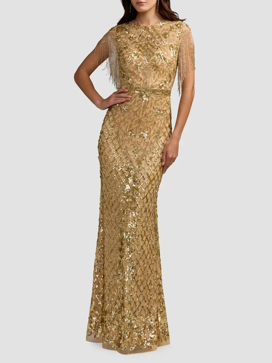Mac Duggal Women's Beaded Fringe Gown | Thumbnail 2 Mac Duggal Women's Beaded Fringe Gown | Thumbnail 2