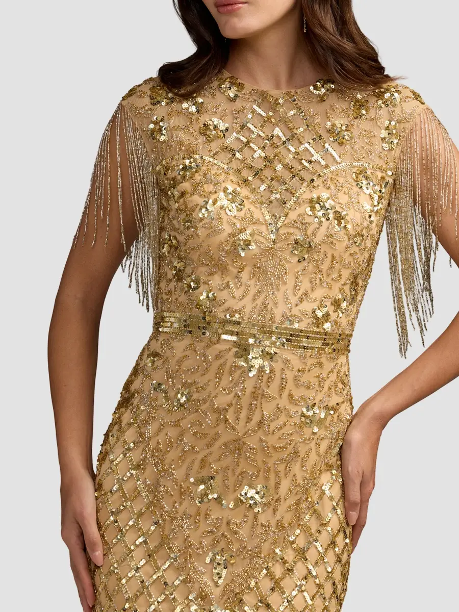Mac Duggal Women's Beaded Fringe Gown | Thumbnail 4 Mac Duggal Women's Beaded Fringe Gown | Thumbnail 4