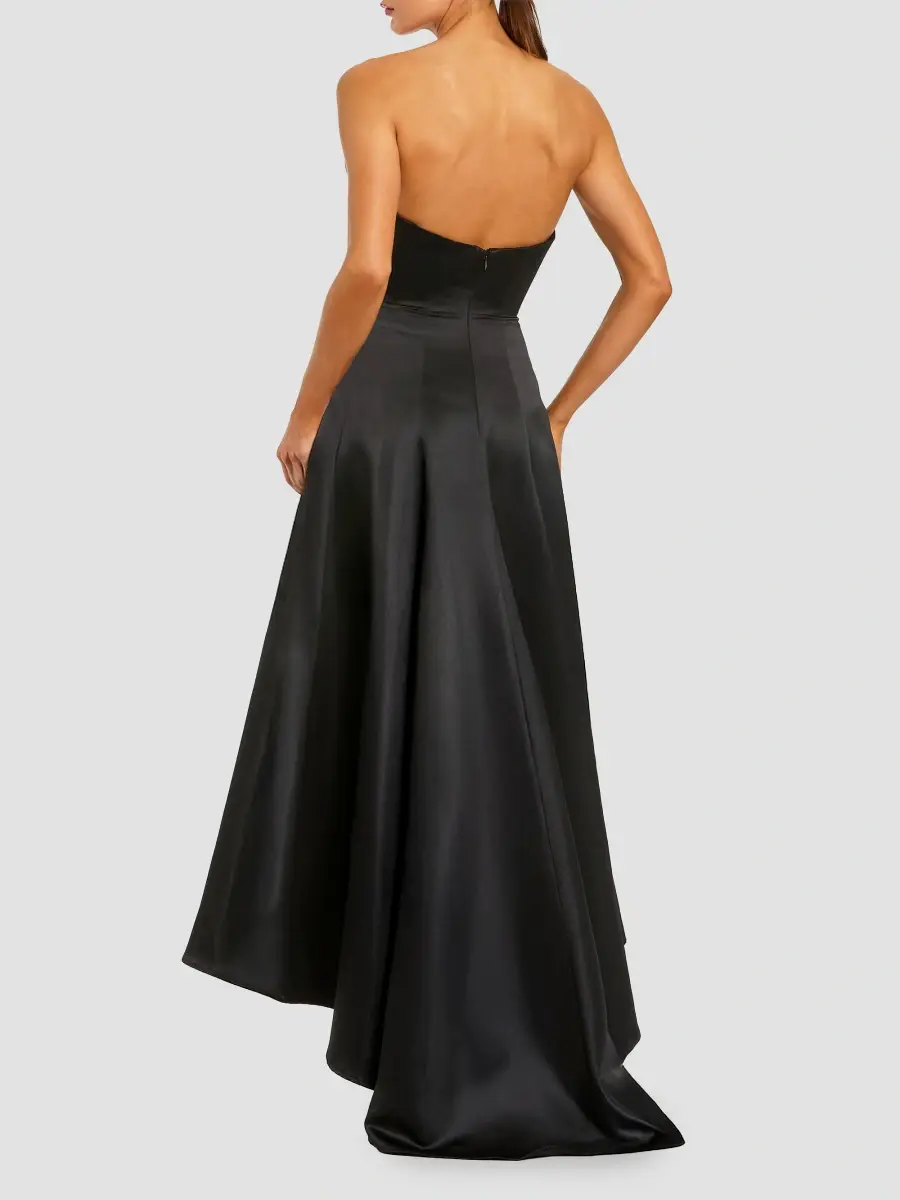Mac Duggal Women's 3D Floral Appliqué Satin A-Line Gown | Thumbnail 3 Mac Duggal Women's 3D Floral Appliqué Satin A-Line Gown | Thumbnail 3