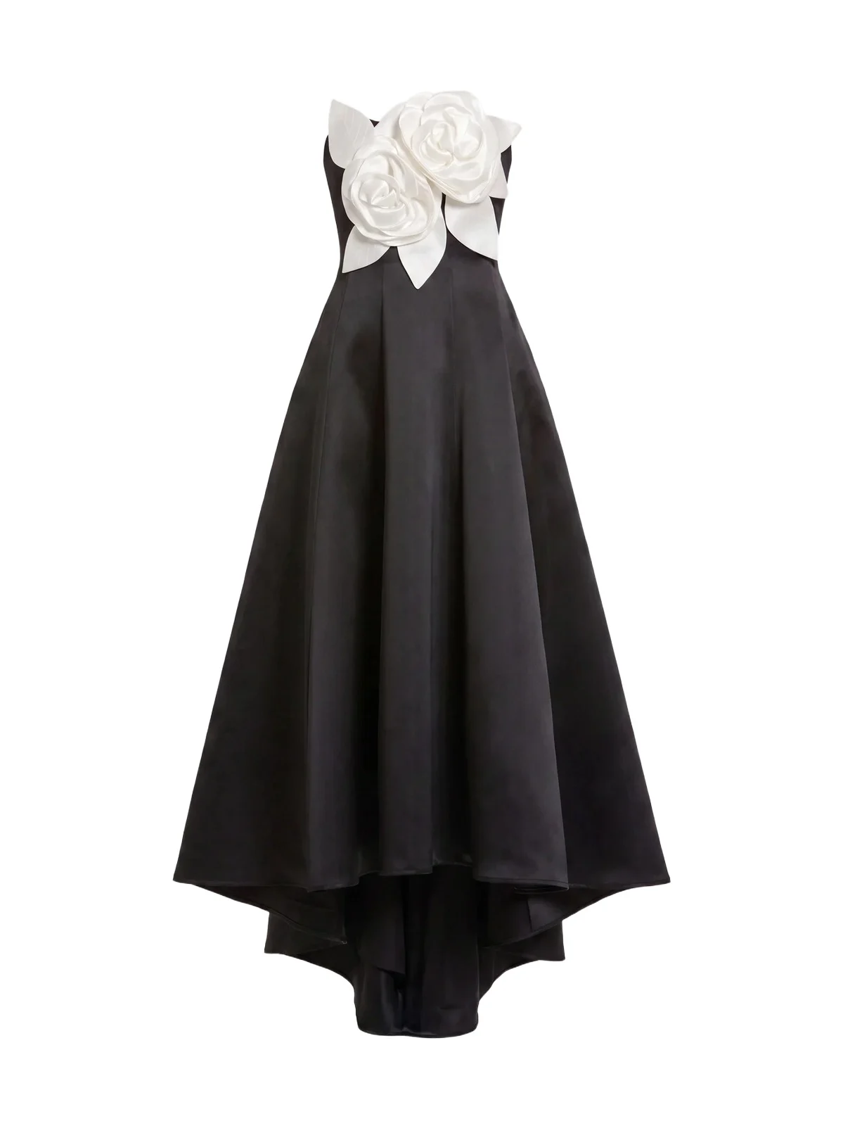 Women's 3D Floral Appliqué Satin A-Line Gown