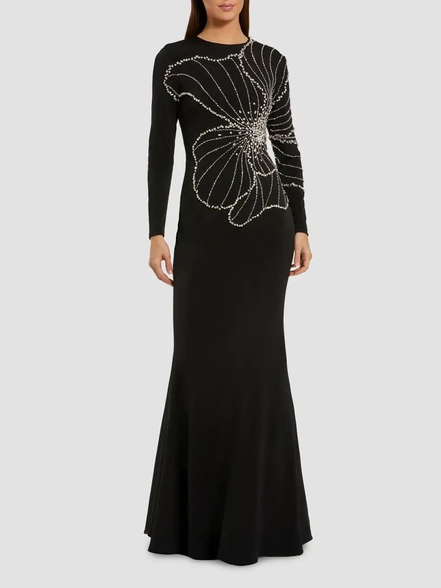 Mac Duggal Women's Beaded Flower Jersey Gown | Thumbnail 2 Mac Duggal Women's Beaded Flower Jersey Gown | Thumbnail 2