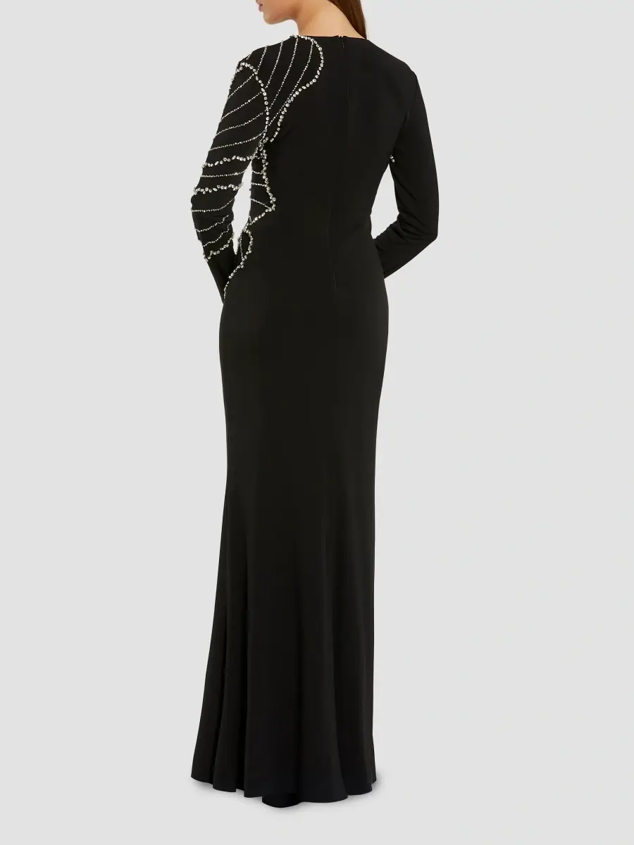 Mac Duggal Women's Beaded Flower Jersey Gown | Thumbnail 3 Mac Duggal Women's Beaded Flower Jersey Gown | Thumbnail 3