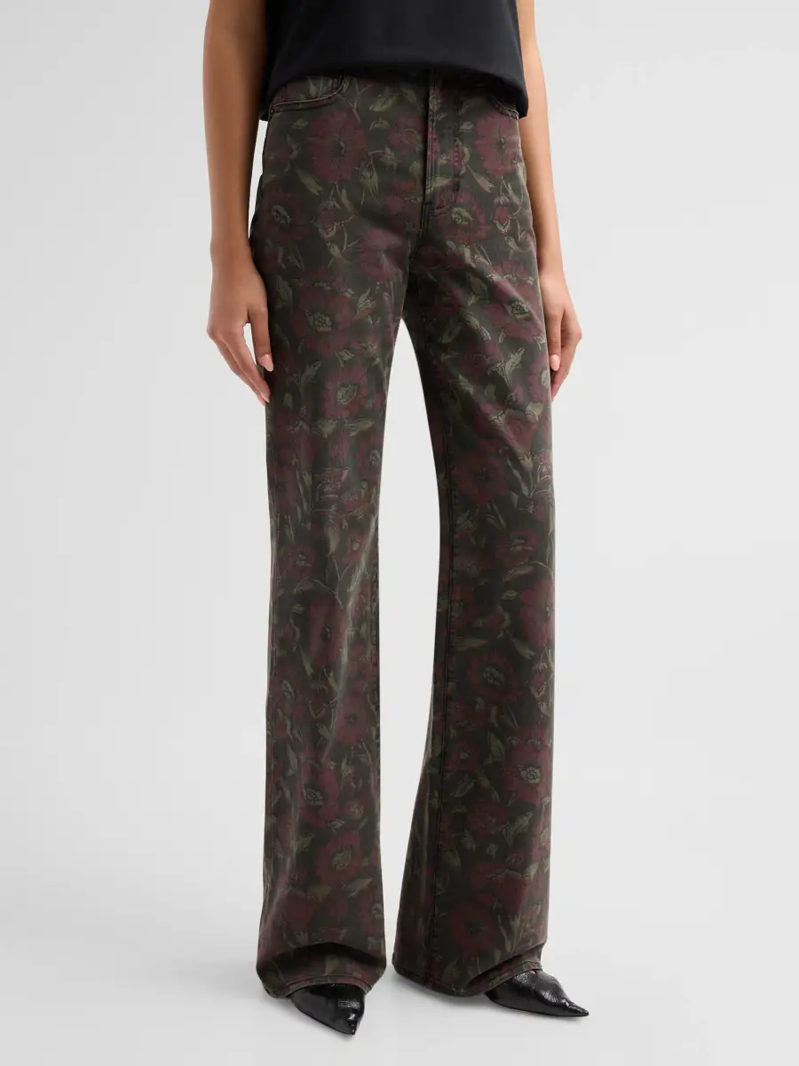 Veronica Beard Women's Crosbie Floral High-Rise Wide-Leg Jeans | Thumbnail 4 Veronica Beard Women's Crosbie Floral High-Rise Wide-Leg Jeans | Thumbnail 4