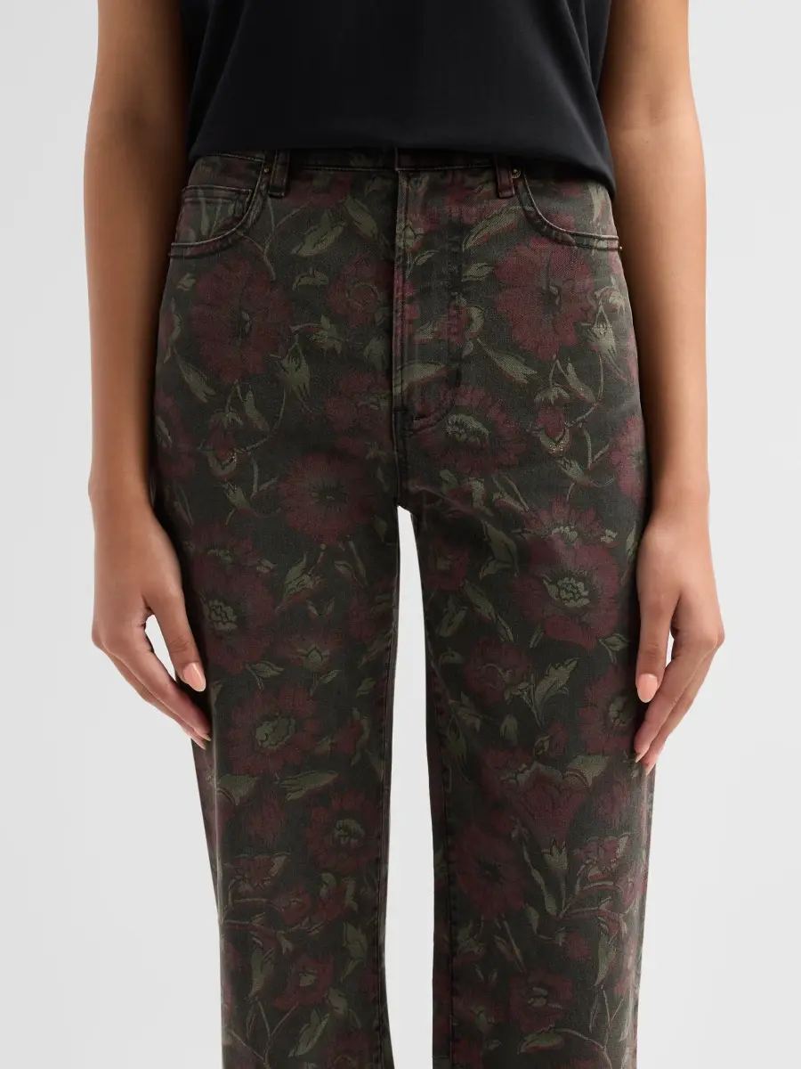 Veronica Beard Women's Crosbie Floral High-Rise Wide-Leg Jeans | Thumbnail 5 Veronica Beard Women's Crosbie Floral High-Rise Wide-Leg Jeans | Thumbnail 5