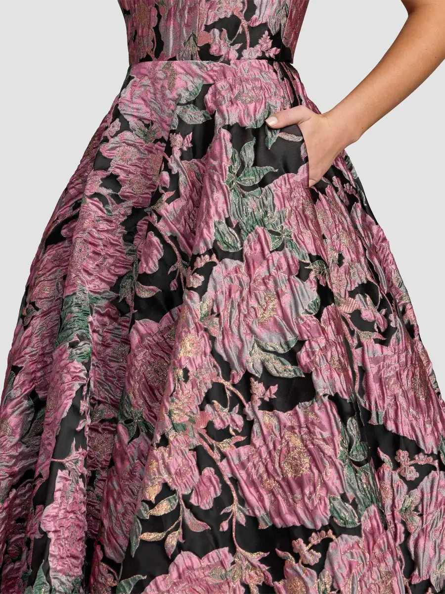 Mac Duggal Women's Strapless Floral Brocade Midi-Dress | Thumbnail 5 Mac Duggal Women's Strapless Floral Brocade Midi-Dress | Thumbnail 5