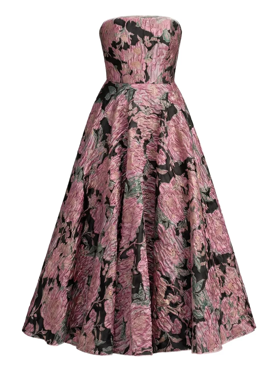 Women's Strapless Floral Brocade Midi-Dress Women's Strapless Floral Brocade Midi-Dress