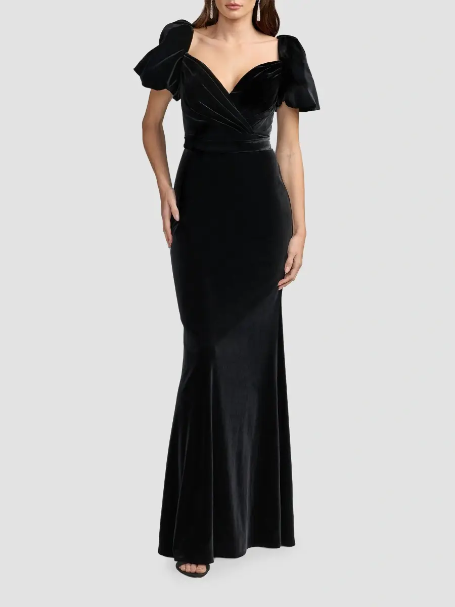 Mac Duggal Women's Puff-Sleeve Velvet Mermaid Gown | Thumbnail 2 Mac Duggal Women's Puff-Sleeve Velvet Mermaid Gown | Thumbnail 2
