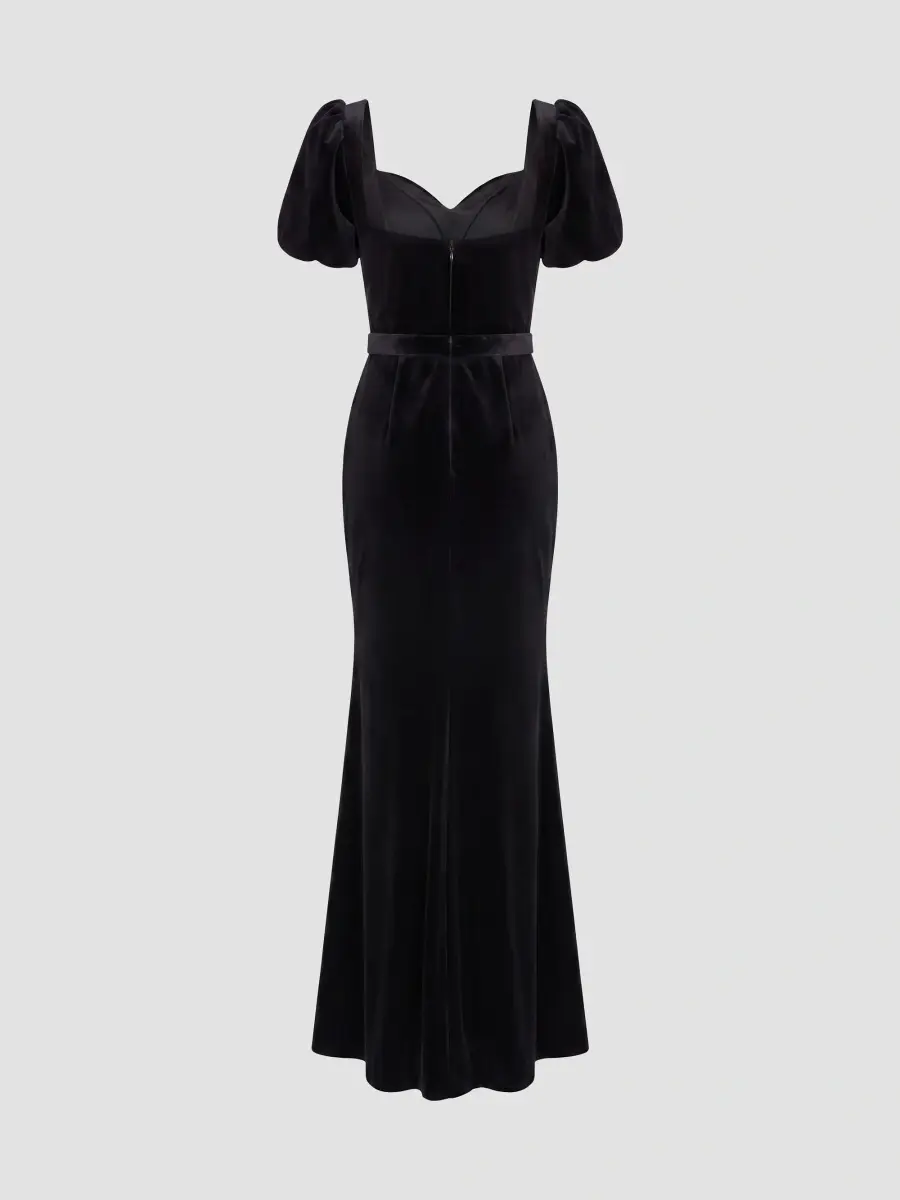 Mac Duggal Women's Puff-Sleeve Velvet Mermaid Gown | Thumbnail 5 Mac Duggal Women's Puff-Sleeve Velvet Mermaid Gown | Thumbnail 5