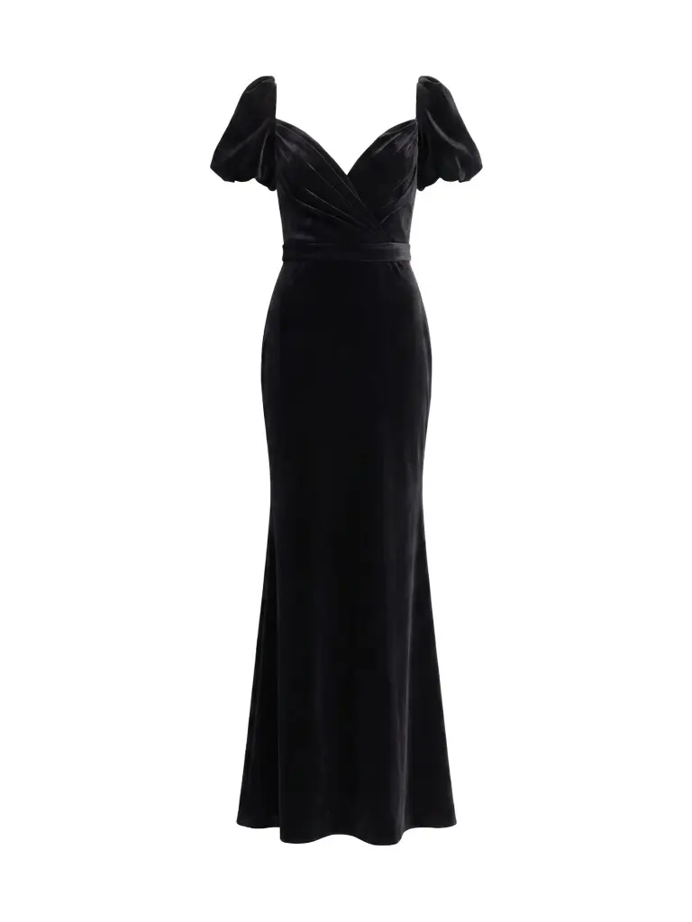 Mac Duggal Women's Puff-Sleeve Velvet Mermaid Gown
