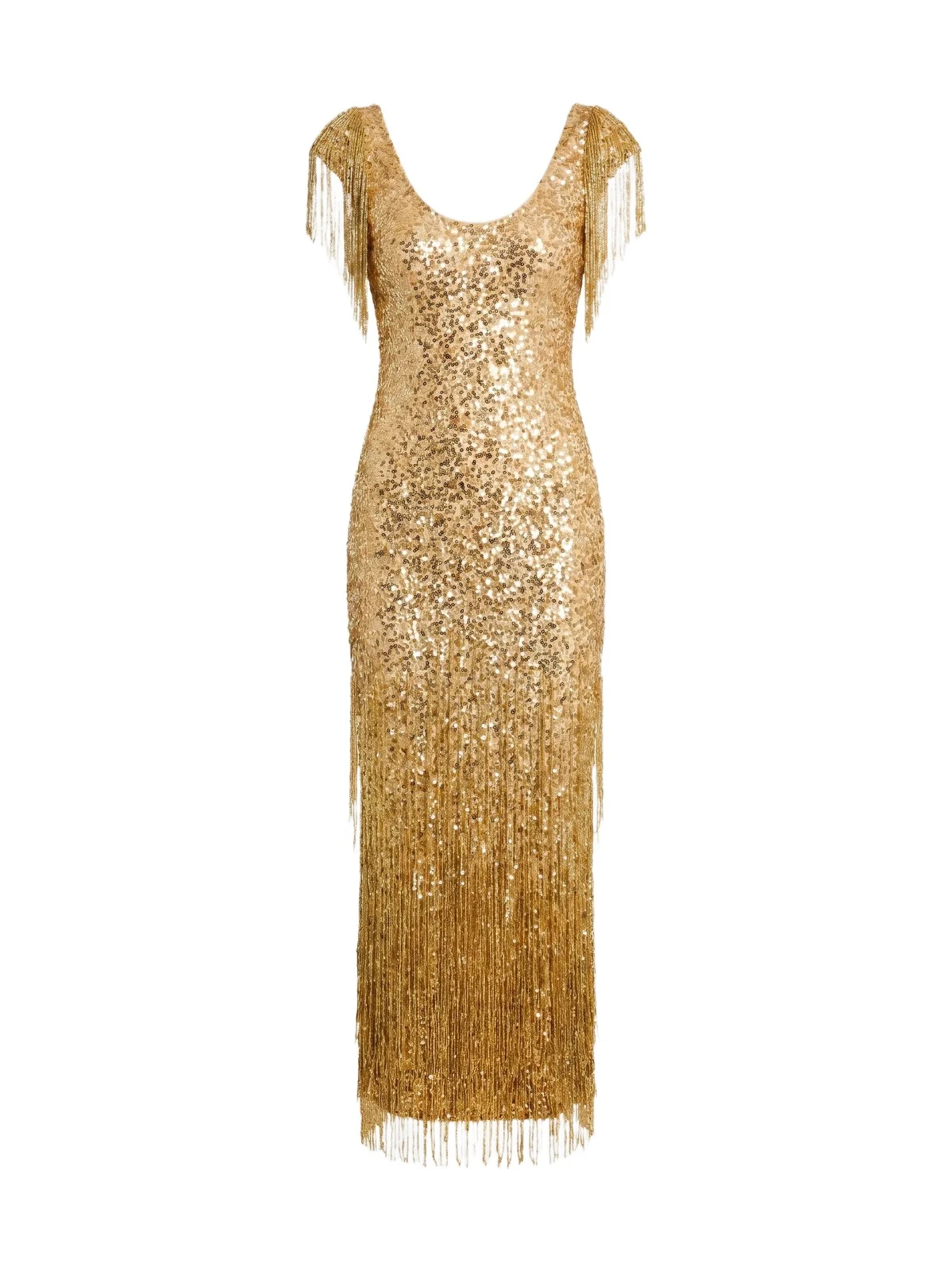 Women's Sequin-Embellished Fringed Mesh Dress Women's Sequin-Embellished Fringed Mesh Dress